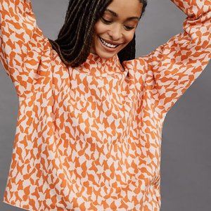NEW ANTHROPOLOGIE Orange Maeve Carys Long Sleeve Mock Neck Knit Sweater Top XSP